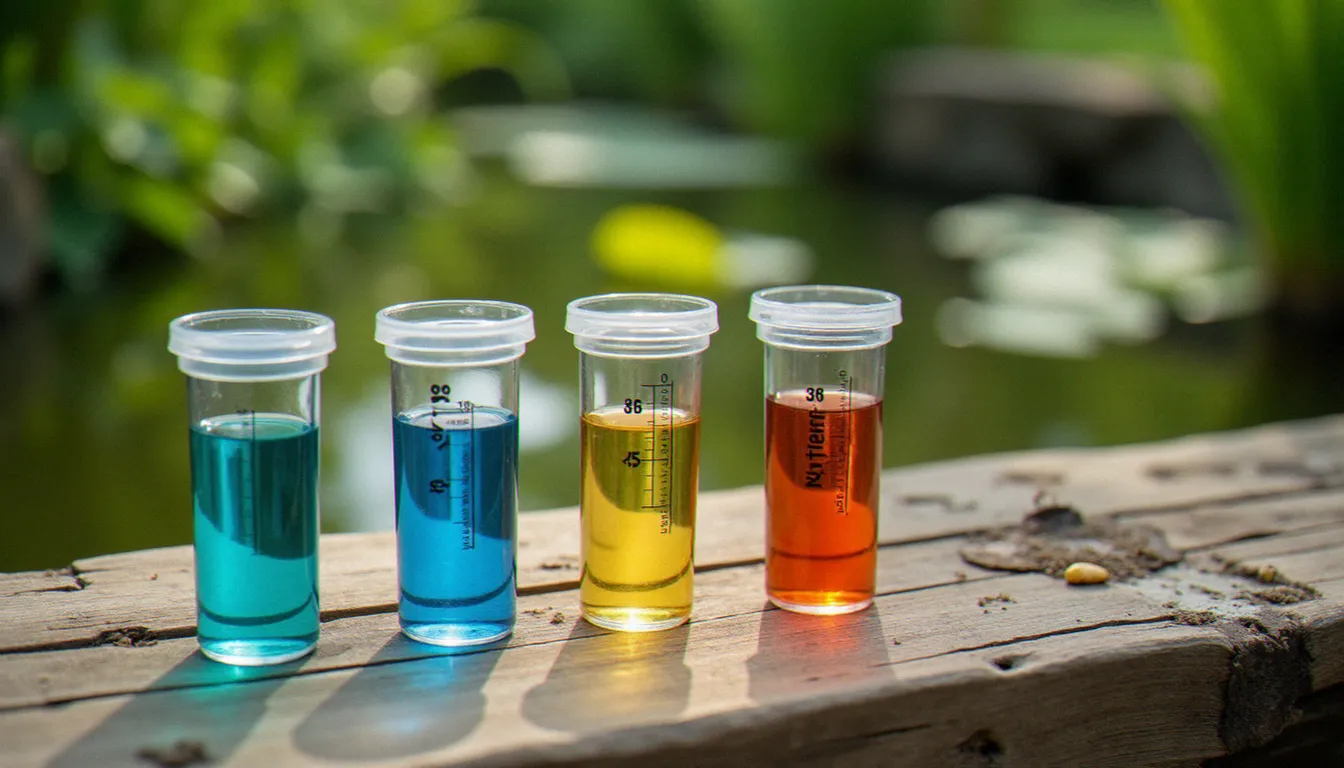 Kit de tests physico-chimiques pour analyser les paramètres de l'eau d'un bassin de jardin