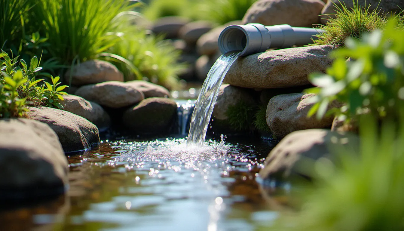 Dérivation d'un cours d'eau vers un bassin de jardin avec tuyau PVC
